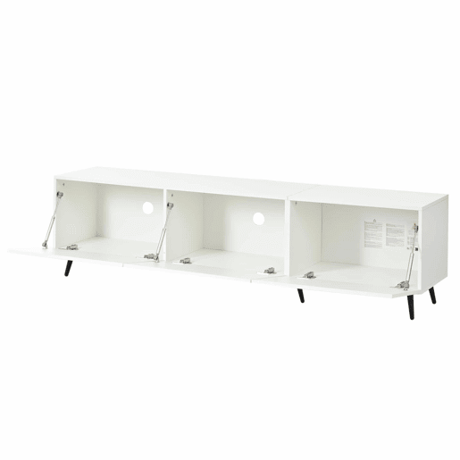 Móvel de TV 180 x 40 x 48 cm - 3 portas basculantes, padrão estampado, amplo espaço de arrumação, compatível com televisores até 80 polegadas, MDF - Branco