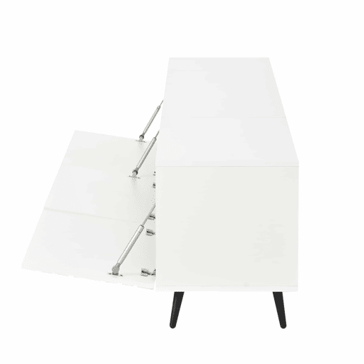 Móvel de TV 180 x 40 x 48 cm - 3 portas basculantes, padrão estampado, amplo espaço de arrumação, compatível com televisores até 80 polegadas, MDF - Branco