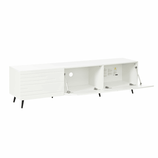 Móvel de TV 180 x 40 x 48 cm - 3 portas basculantes, padrão estampado, amplo espaço de arrumação, compatível com televisores até 80 polegadas, MDF - Branco