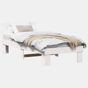 Estrutura de cama de solteiro para adultos - Branco 90 x 200 cm Madeira de Pinheiro Sólida