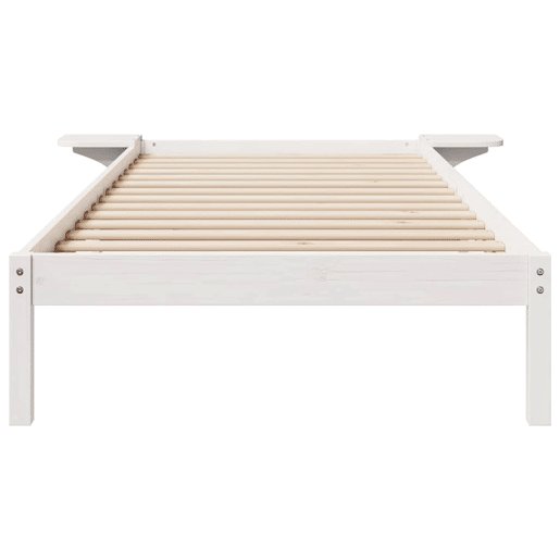Estrutura de cama de solteiro para adultos com Mesas Laterais Branco 90 x 220 cm