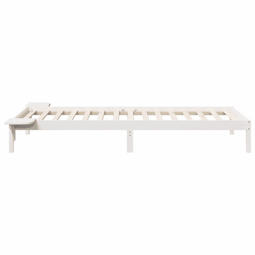 Estrutura de cama de solteiro para adultos com Mesas Laterais Branco 90 x 220 cm