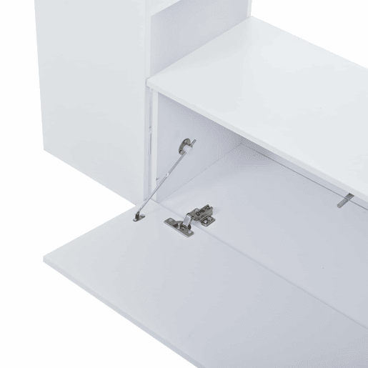 Conjunto modular de sala de estar de 4 peças - compacto com grande capacidade de arrumação, vitrina com porta reversível, móvel de TV e armário de arrumação para sala de estar - branco