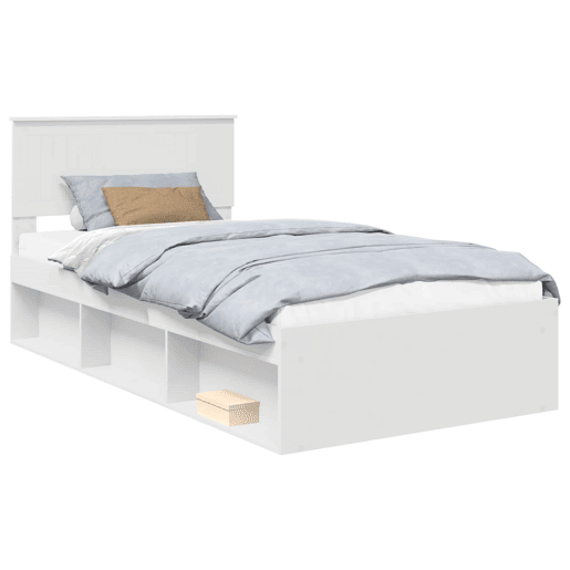 Estrutura de cama de solteiro para adultos com Cabeceira - Branco 100 x 200 cm