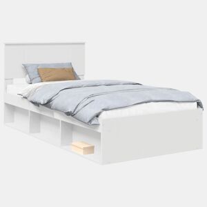 Estrutura de cama de solteiro para adultos com Cabeceira - Branco 100 x 200 cm