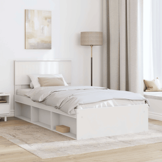 Estrutura de cama de solteiro para adultos com Cabeceira - Branco 100 x 200 cm