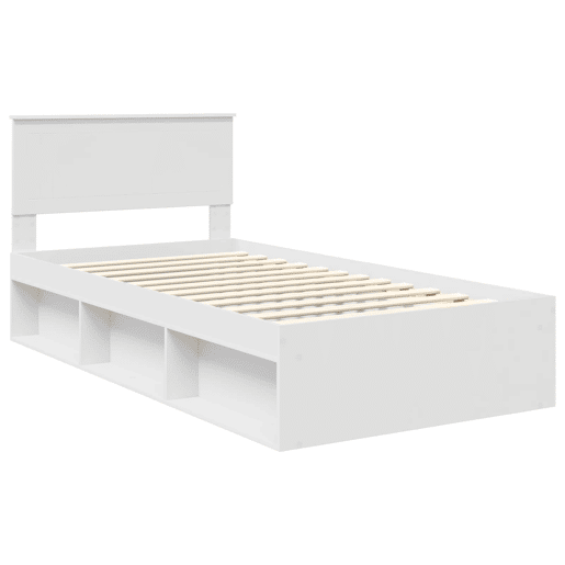 Estrutura de cama de solteiro para adultos com Cabeceira - Branco 100 x 200 cm