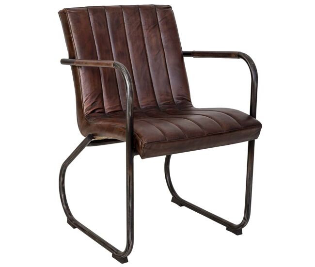 Sillón de cuero marrón 50x56x87h cm