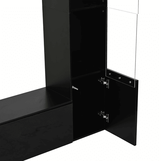 Conjunto de sala de estar modular de 4 peças - compacto com grande capacidade de arrumação, vitrina e porta reversível - preto