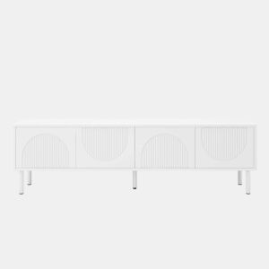 Móvel para TV de 180 cm - moderno, com espaço de arrumação, acabamento mate, gestão de cabos, design minimalista - branco