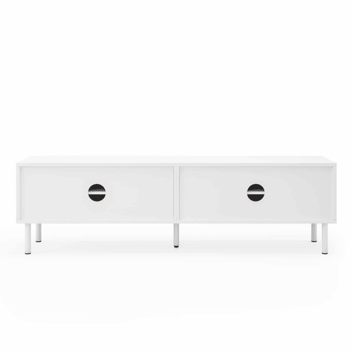 Móvel para TV de 180 cm - moderno, com espaço de arrumação, acabamento mate, gestão de cabos, design minimalista - branco