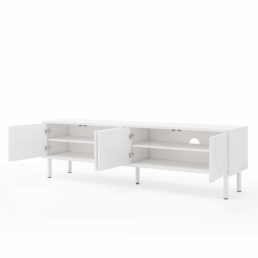 Móvel para TV de 180 cm - moderno, com espaço de arrumação, acabamento mate, gestão de cabos, design minimalista - branco