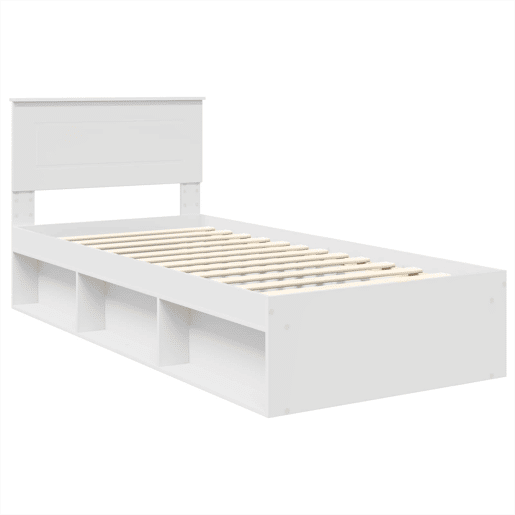Estrutura de cama de solteiro para adultos - Branco 90 x 190 cm Madeira processada