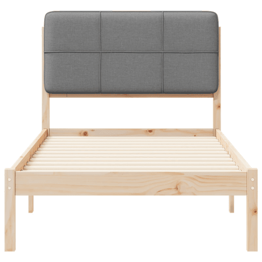 Estrutura de cama de solteiro simple com Cabeceira Estofada Cinzento-claro