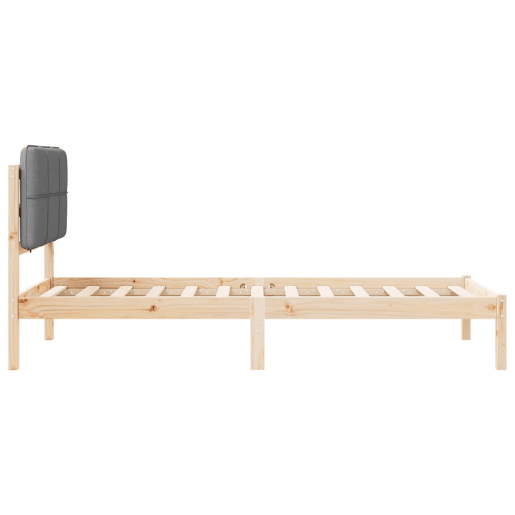 Estrutura de cama de solteiro simple com Cabeceira Estofada Cinzento-claro
