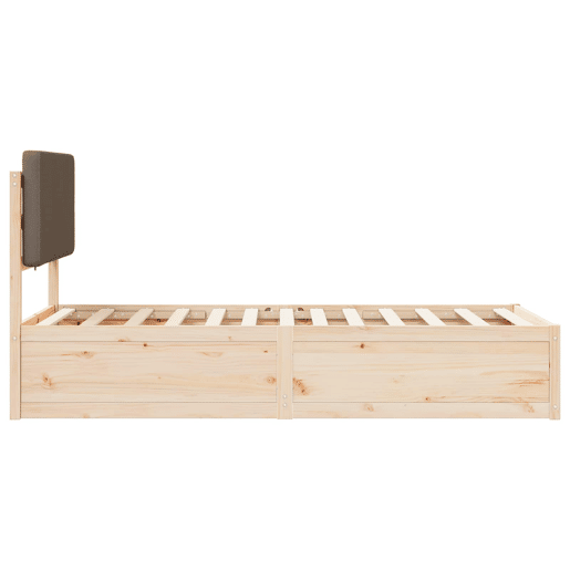 Estrutura de cama de solteiro Design com Cabeceira Estofada Cinzento-acastanhado