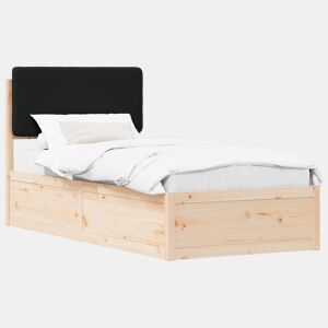 Estrutura de cama de solteiro para adultos com Cabeceira Estofada Preto 90 x 200 cm