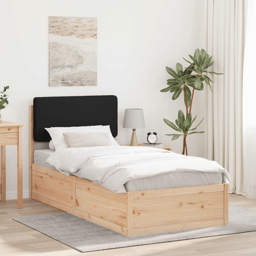 Estrutura de cama de solteiro para adultos com Cabeceira Estofada Preto 90 x 200 cm