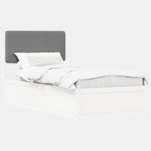 Estrutura de cama de solteiro simple com Cabeceira Estofada Cinzento-claro