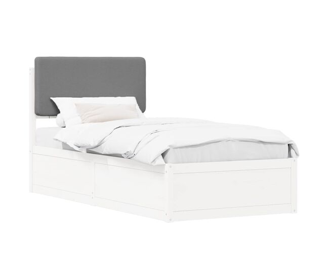 Estructura de cama simple para adultos con cabecera - tapizada gris claro 90 x 200 cm
