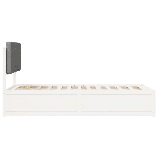 Estrutura de cama de solteiro simple com Cabeceira Estofada Cinzento-claro