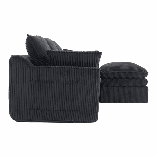 Sofá modular de 3 lugares - Inclui almofadas e 2 bolsos laterais, espuma de 3 camadas + molas para recuperação rápida, combinável à vontade - Preto Sofá modular de 3 lugares - Inclui almofadas e 2 bolsos laterais, espuma de 3 camadas + molas para recuperação rápida, combinável à vontade - Preto