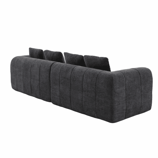 Sofá de canto modular 260 x 94,5 x 80 cm - 3 lugares, espuma de alta densidade, montagem livre, veludo com braços, assento profundo - Cinza escuro
