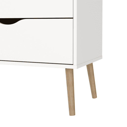 Cómoda para quarto Tajo com 4 gavetas cor Branco e Carvalho Patinado 99 x 39 x 82 cm