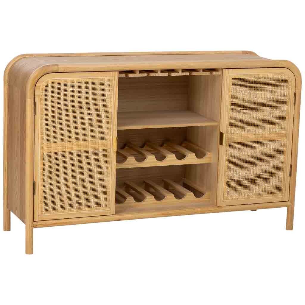 Aparador de madera y ratán marrón 130x39x80h cm
