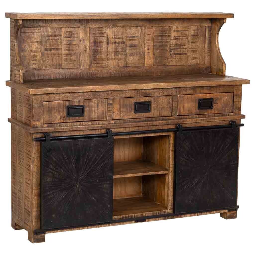 Aparador de madera marrón 145x42x130h cm