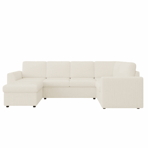 Sofá de canto em L 282 x 153 x 85 cm - sofá moderno em veludo com braços, banquinho multifuncional móvel, montagem fácil, espuma de alta densidade, 6 lugares - bege