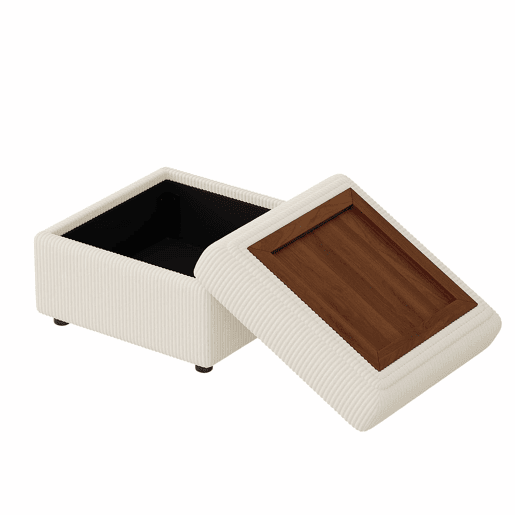 Sofá de canto em L 282 x 153 x 85 cm - sofá moderno em veludo com braços, banquinho multifuncional móvel, montagem fácil, espuma de alta densidade, 6 lugares - bege
