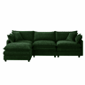 Sofá de canto modular de 3 lugares - chenille com chaise longue e pufe, sofá em L para espaços pequenos, sala de estar e lounge, conforto familiar e respirável - verde