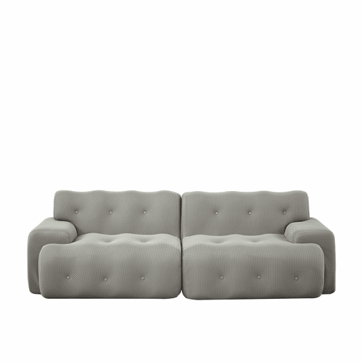 Sofá Cloud de 2 lugares - design moderno e curvo com braços largos e estofamento com botões, sem montagem - cinzento