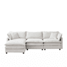 Sofá modular de canto de 3 lugares u2013 com chaise longue e pufe, sofá em L confortável em chenille premium para a sala de estar e espaços pequenos u2013 bege