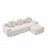 Sofá modular de 3 lugares 268×102×78 cm - Espuma viscoelástica, formato em L, sem montagem - Bege