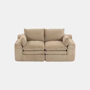 Sofá modular de veludo de 2 lugares - com almofadas incluídas, bolsos laterais de dois tamanhos, espuma de 3 camadas e núcleo de molas para recuperação rápida - cáqui