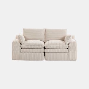 Sofá modular de 2 lugares - com almofadas e dois bolsos laterais de tamanhos diferentes, espuma de 3 camadas + molas para uma rápida recuperação - Bege