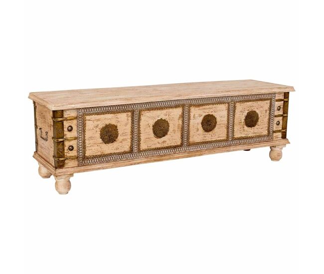 Baul de madera artesanal blanco 146x40x46h cm