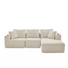 Sofá de 3 lugares 261×165 cm - Espuma viscoelástica, sem pés, chaise longue em L, com porta-copos e bolsa - Bege