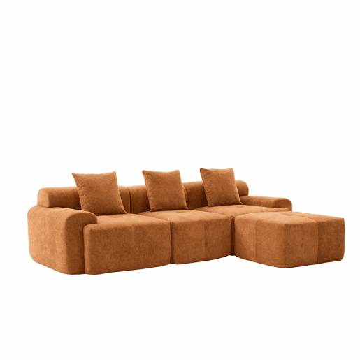 Sofá modular de 3 lugares 268×102×78 cm - em forma de L, sem estrutura, espuma viscoelástica, sem montagem - Laranja