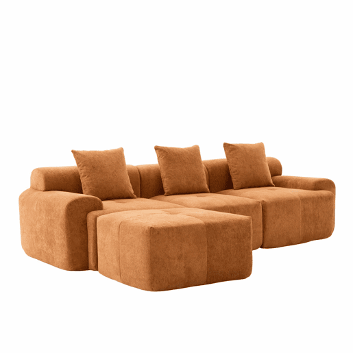 Sofá modular de 3 lugares 268×102×78 cm - em forma de L, sem estrutura, espuma viscoelástica, sem montagem - Laranja