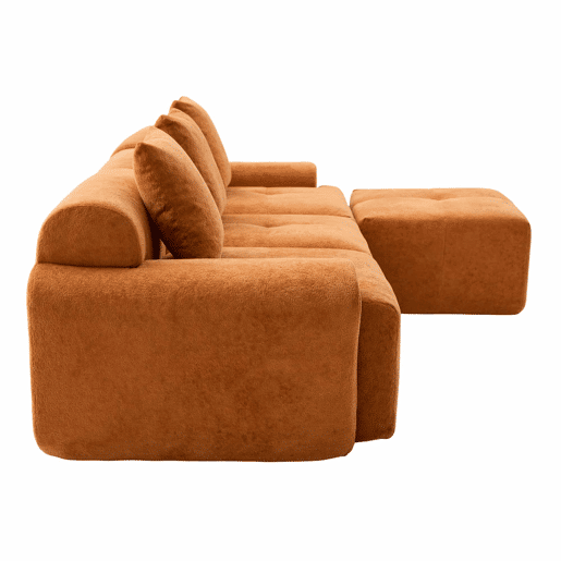 Sofá modular de 3 lugares 268×102×78 cm - em forma de L, sem estrutura, espuma viscoelástica, sem montagem - Laranja
