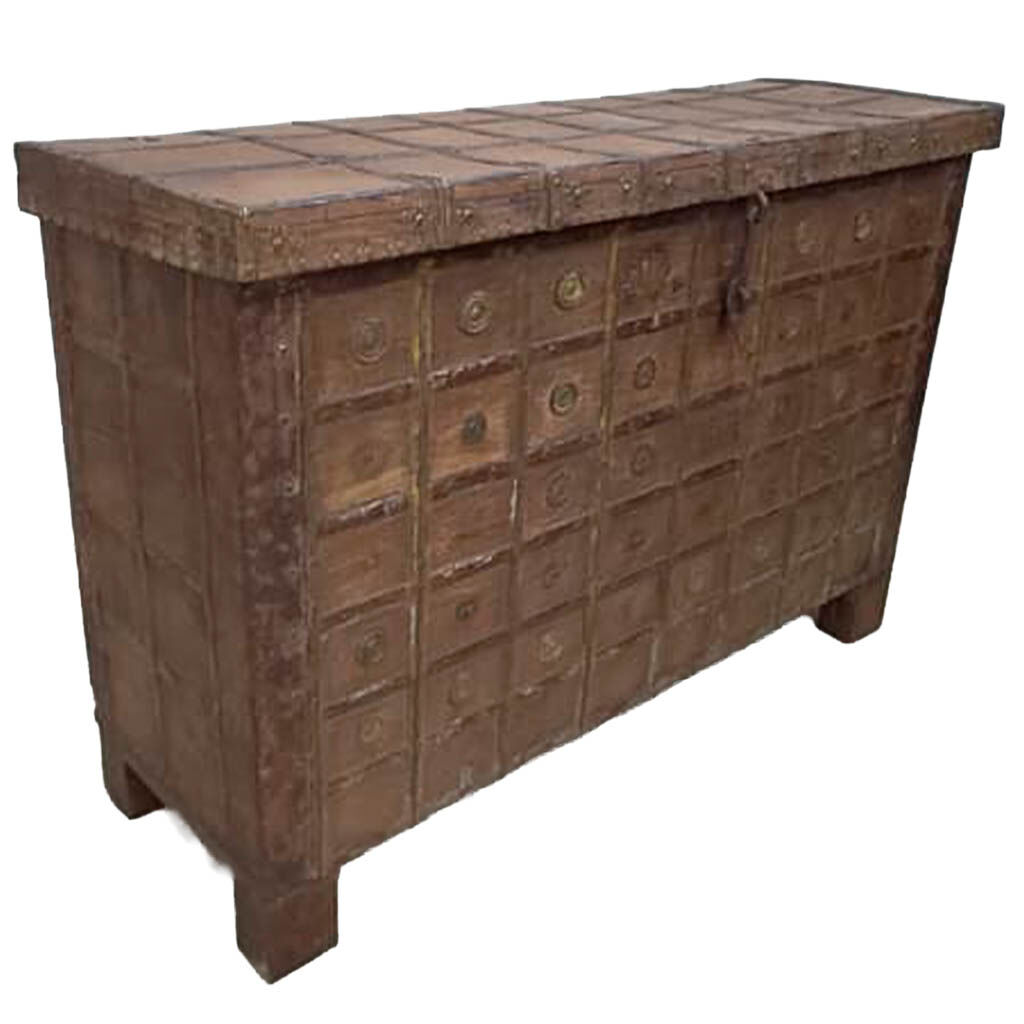 Baúl de madera acabado artesanal marrón 131x46x87h cm