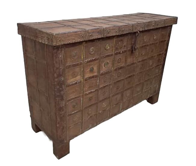 Baúl de madera acabado artesanal marrón 131x46x87h cm