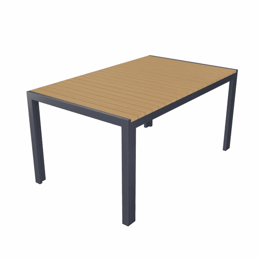 Conjunto de jantar de jardim para 6 pessoas - 1 mesa e 6 cadeiras, ferro galvanizado, tampo em madeira plástica - cinzento