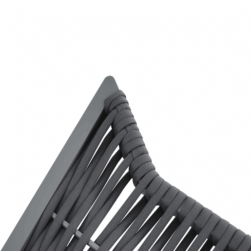 Conjunto de jantar de jardim para 8 pessoas - disposição em canto, ferro galvanizado, mesa com tampo de vidro, conjunto de corda trançada à mão, inclui mesa de jantar, duas poltronas e sofá de canto - Cinza