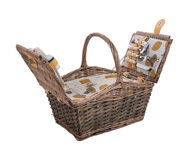 Cesta de picnic 2 servicios marrón 40x28x20/25/38h cm