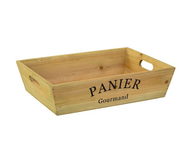 Cesto de madera marrón 37x28x9h cm