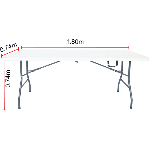 Mesa dobrável de jardim dobrável - 180 x 74 x 74 cm - Branca